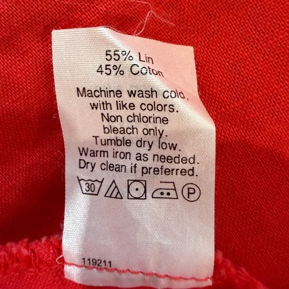 J. Crew Dark Coral V-neck Linen/Cotton Peplum Sleeveless Blouse - Picture 10 of 10